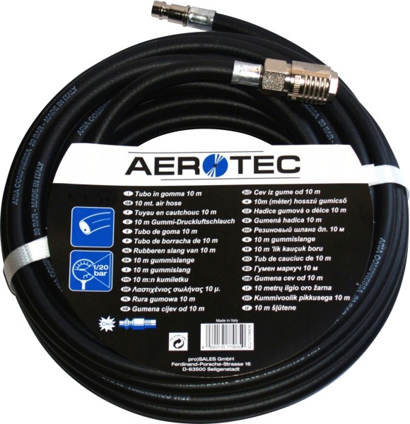 Aerotec - Druckluftschlauch 20 m x 9 mm, schwarz