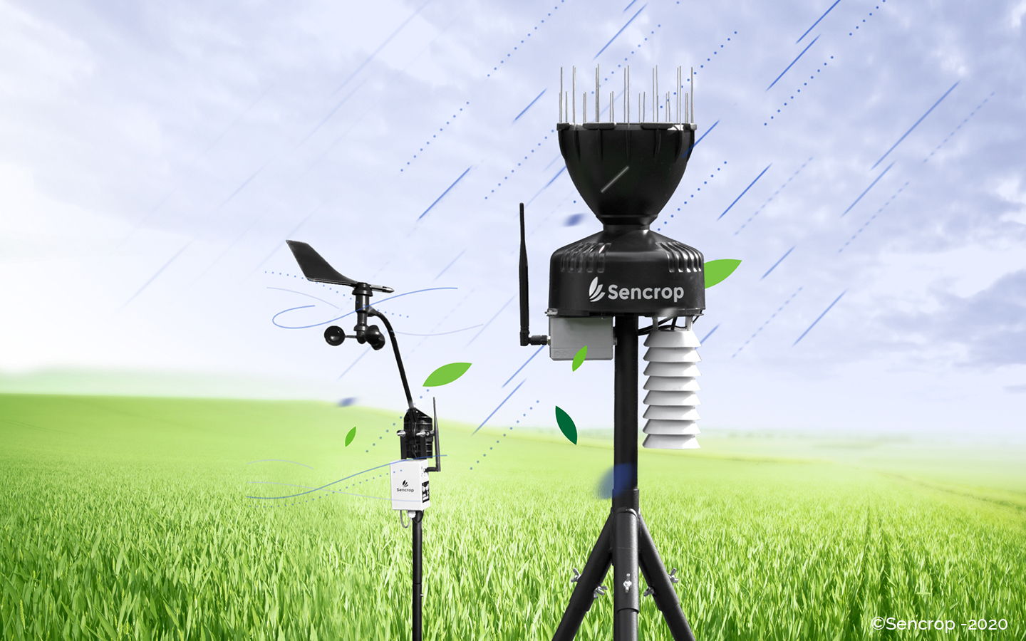 SENCROP+ Digitaler Regen- & Windmesser mit Stativen inkl. Erster Jahreslizenz Wetter PRO