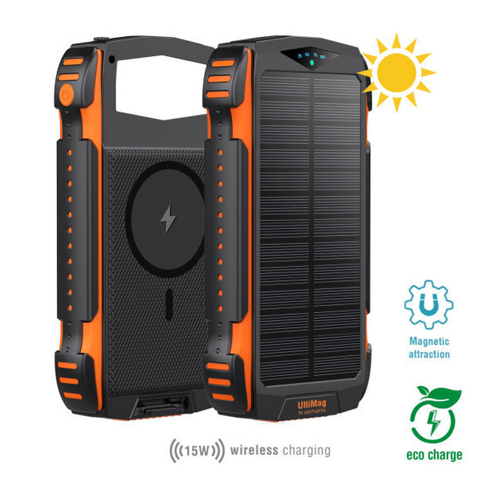 4SMARTS Solar Powerbank "Rugged TitanPack UltiMag", black