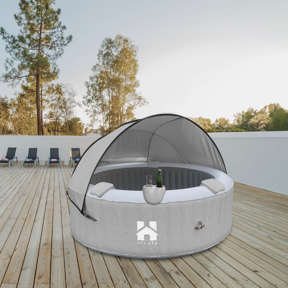 HOME DELUXE Outdoor Whirlpool SPLASH inkl. Kissen, Getränkehalter und Sonnendach