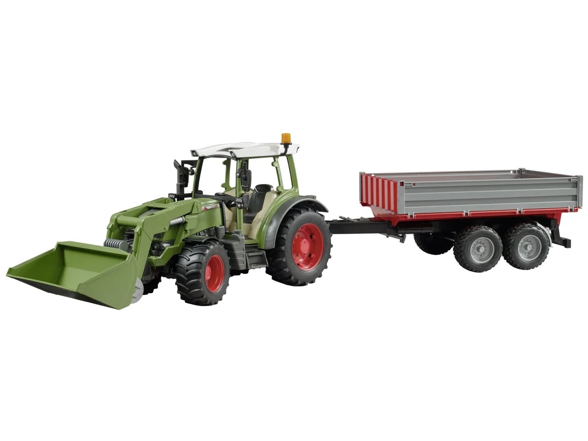 Bruder® Modell "Fendt Traktor 211 Vario" mit Frontlader und Bordwandanhänger 1:16